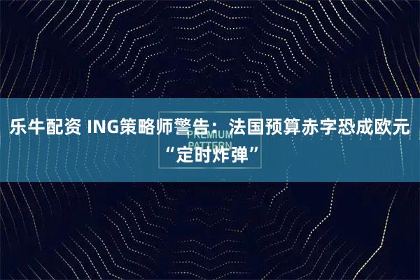 乐牛配资 ING策略师警告：法国预算赤字恐成欧元“定时炸弹”
